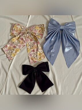 Large Floral Bow Hair Clip - Pink/Yellow Floral